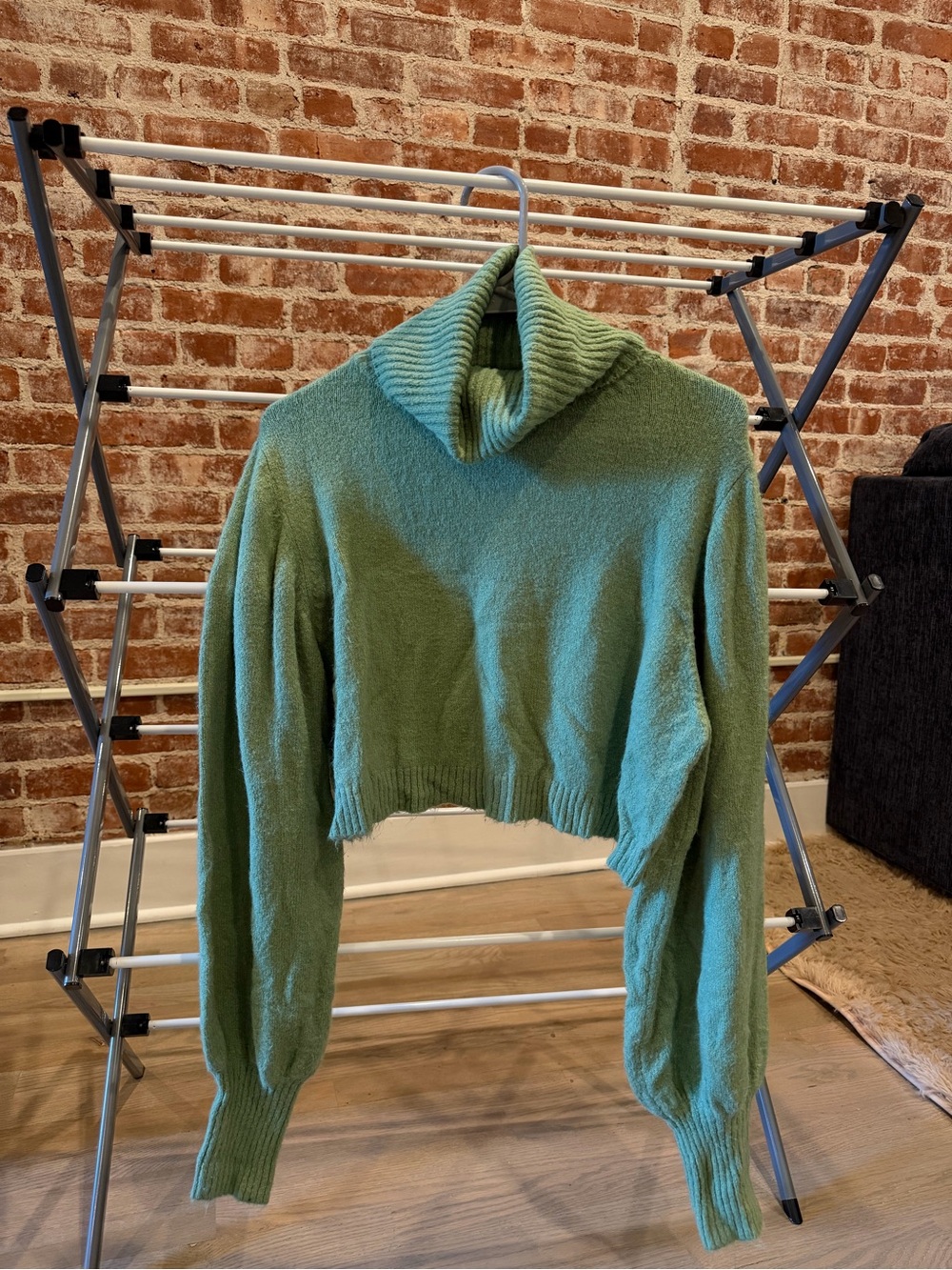 Princess Polly Sage Green Cropped Turtleneck Sweater